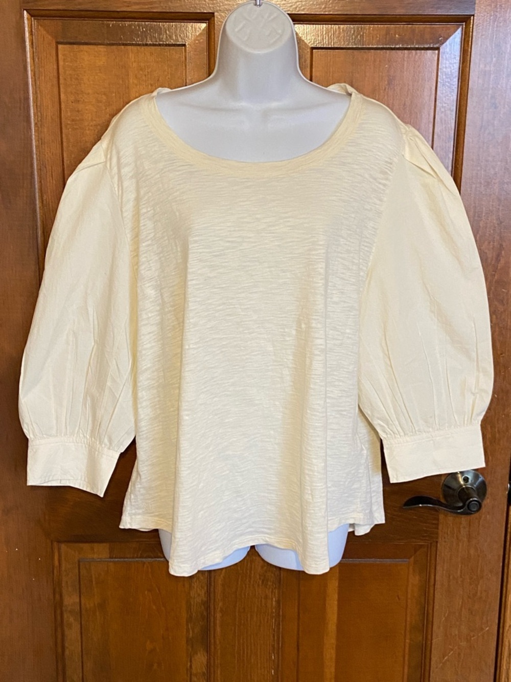 Lauren Ralph Lauren Black Tag women's cotton blend cream media puff sleeve XXL - Picture 2 of 12